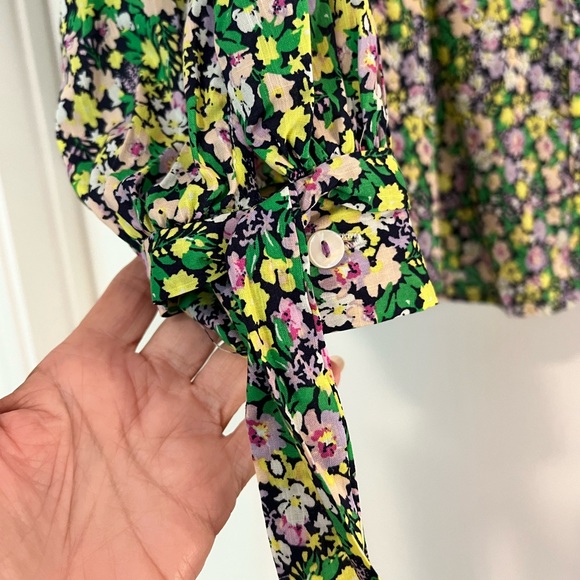 Anthropologie Maeve Ashleigh Top NWT Floral Button Down Bishop Tie Sleeve Wow! - Picture 6 of 16